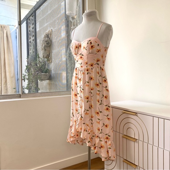 BAND OF GYPSIES NWT Blush Floral Corset Bustier Button Down Midi Dress, Size XS - Picture 4 of 9